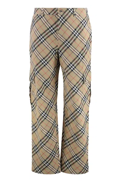 Burberry Linen And Cotton Trousers In Beige