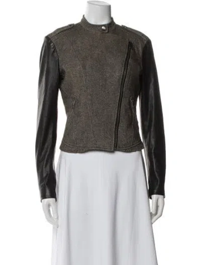 Pre-owned Burberry Linen Biker Jacket In Gray