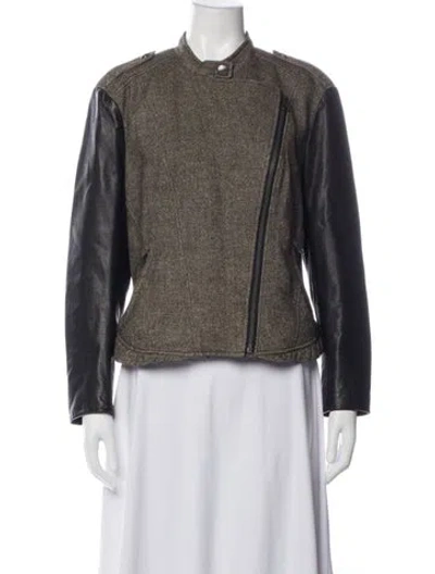 Pre-owned Burberry Linen Biker Jacket In Green