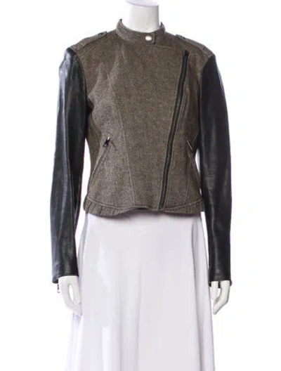 Pre-owned Burberry Linen Biker Jacket In Neutral