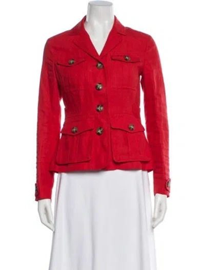 Pre-owned Burberry Linen Blazer In Red