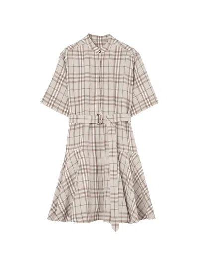 BURBERRY BURBERRY LINEN BLEND SHORT DRESS