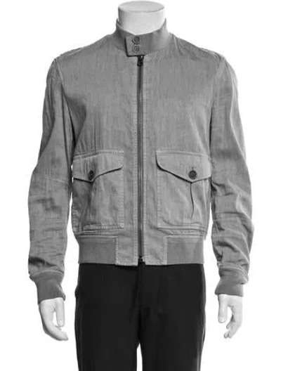 Pre-owned Burberry Linen Bomber Jacket In Neutral