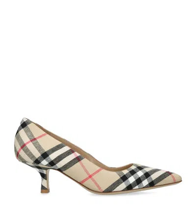 Burberry Linen Check Dame Pumps 55 In Multi