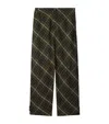 Burberry Linen Check Tailored Trousers In Green