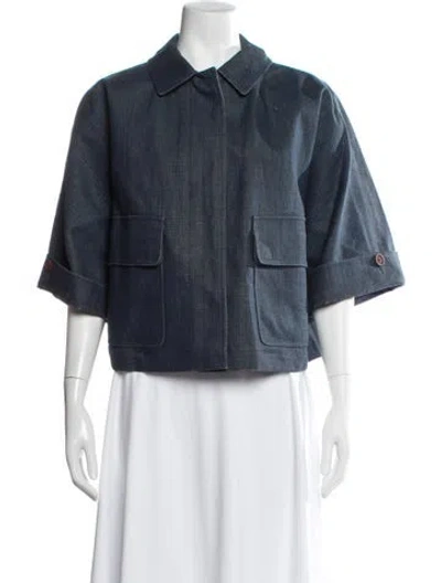 Pre-owned Burberry Linen Denim Jacket In Blue