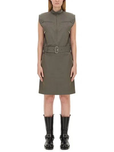 Burberry Linen Blend Dress In Gray