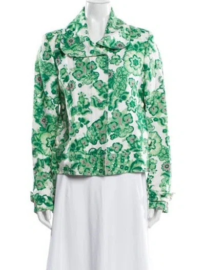 Pre-owned Burberry Linen Floral Print Evening Jacket In Neutral