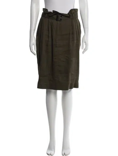 Pre-owned Burberry Linen Knee-length Skirt In Green