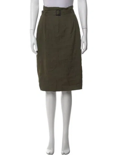 Pre-owned Burberry Linen Midi Length Skirt In Green
