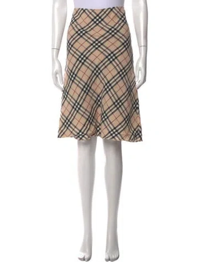 Pre-owned Burberry Linen Midi Length Skirt In Neutral