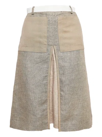 Pre-owned Burberry Linen Midi Skirt