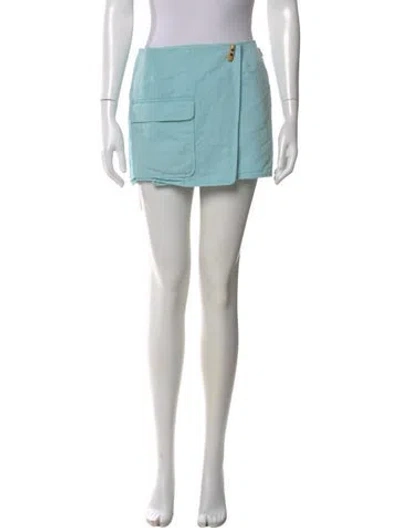 Pre-owned Burberry Linen Mini Skirt In Blue