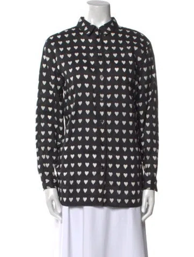 Pre-owned Burberry Linen Printed Blouse In Black