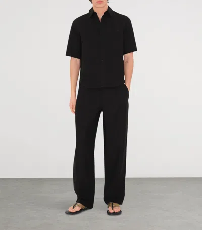 Burberry Linen Relaxed Fit Shirt In Black