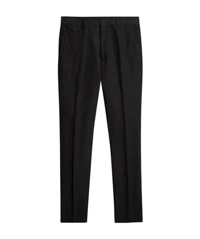Burberry Linen Silk Tailored Trousers In Black