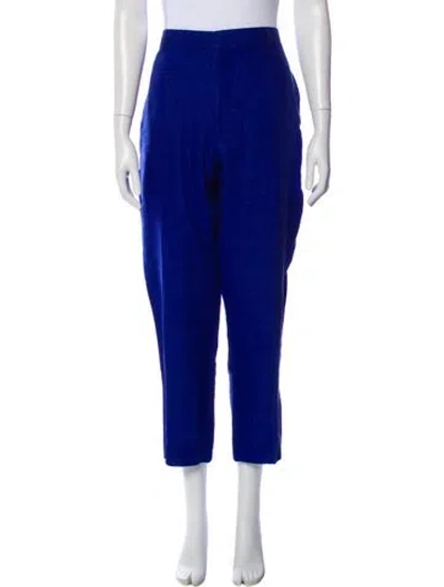 Pre-owned Burberry Linen Straight Leg Pants In Blue