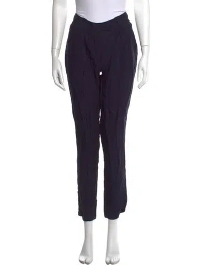 Pre-owned Burberry Linen Straight Leg Pants In Blue
