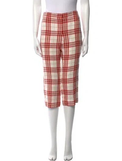 Pre-owned Burberry Linen Straight Leg Pants In Red