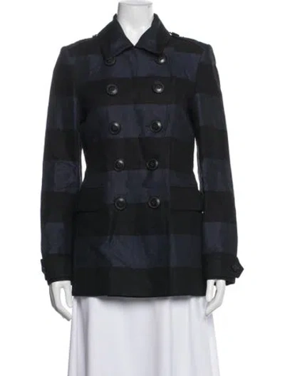 Pre-owned Burberry Linen Striped Jacket In Blue