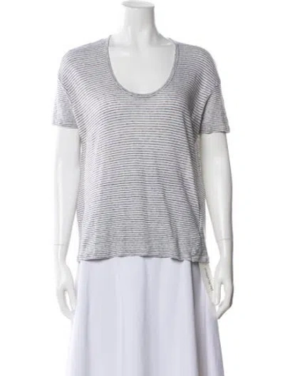 Pre-owned Burberry Linen Striped T-shirt In White