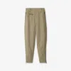 Burberry Khaki Linen Tailored Trousers In Khaki/milk