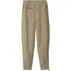 Burberry Khaki Linen Tailored Trousers In Khaki/milk
