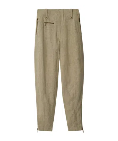 BURBERRY BURBERRY ZIP-DETAILED TAPERED TAILORED TROUSERS