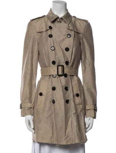 Pre-owned Burberry Linen Trench Coat In Neutrals