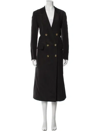 Pre-owned Burberry Linen Trench Coat W/ Tags In Black