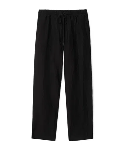 Burberry Mens Black Straight-leg Drawstring Linen Trousers Xl