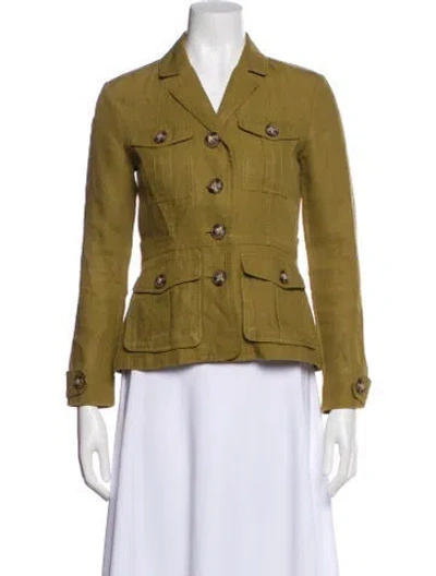 Pre-owned Burberry Linen Utility Jacket In Green