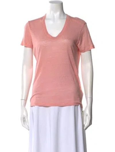 Pre-owned Burberry Linen V-neck T-shirt In Pink