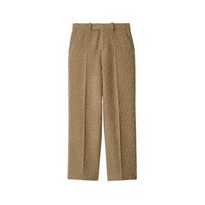 Burberry Linen Wool Blend Tailored Trousers In Brown