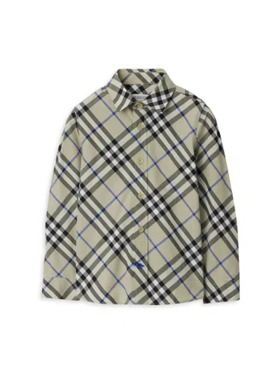 Burberry Little Boy's & Boy's Check Button-up Shirt In Pale Green Check