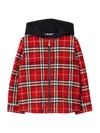 Burberry Check Hooded Jacket In Red