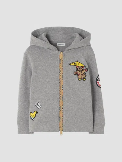 Burberry Little Boy's & Boy's Clyde Teddy Bear Cotton Fleece Hoodie In Gray