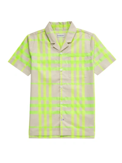 Burberry Little Boy's & Boy's Cotton Check Short-sleeve Shirt In Vivid Lime Check