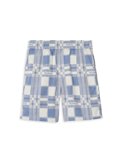 Burberry Little Boy's & Boy's Logo Check Jacquard Shorts In Pale Blue