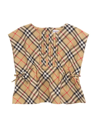Burberry Little Girl's & Girl's Check Peplum Top In Archive Beige Check