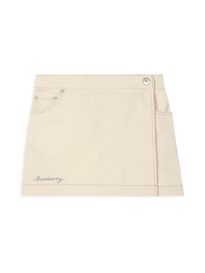 Burberry Little Girl's & Girl's Denim Wrap Skort In Neutral