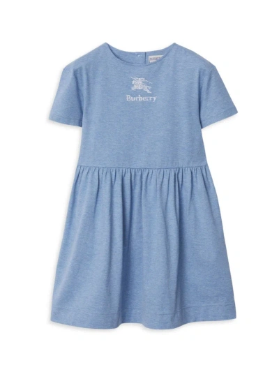 Burberry Kids' Little Girl's & Girl's Logo Embroidered T-shirt Dress In Light Blue Melange