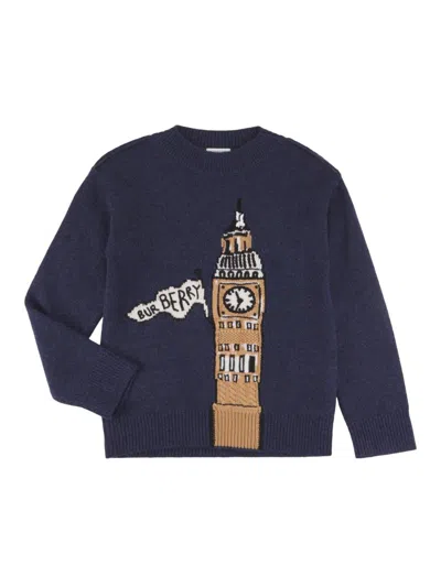 Burberry Big Ben Sweater In Wool Men In Blue