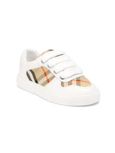 Burberry Babies' Little Kid's & Kid's Noah Check Cotton & Leather Sneakers In White