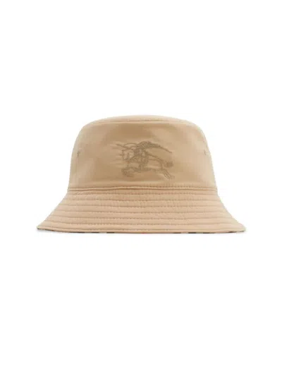 Burberry Little Kid's & Kid's Reversible Ekd Embroidered Bucket Hat In Sand Check