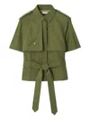 Burberry Cropped Cotton Poplin Trench Shirt In Green