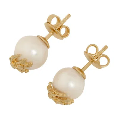 Burberry Lj Ekd Sphre Pearl Earrings In Gold