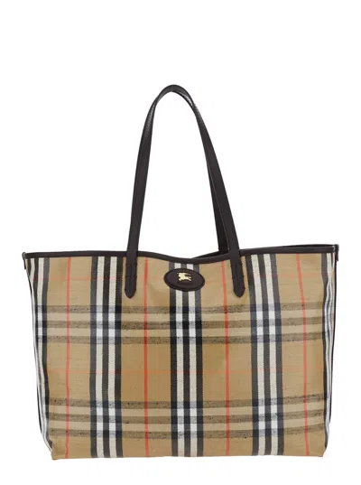 Burberry Medium Tote Bag Highlands Rectangular Check In Brown