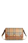 Burberry Check Medium Note Bag In Brown