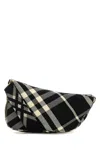 Burberry Checked Shield Messenger Crossbody Bag With Golden Details In Blackcalico
